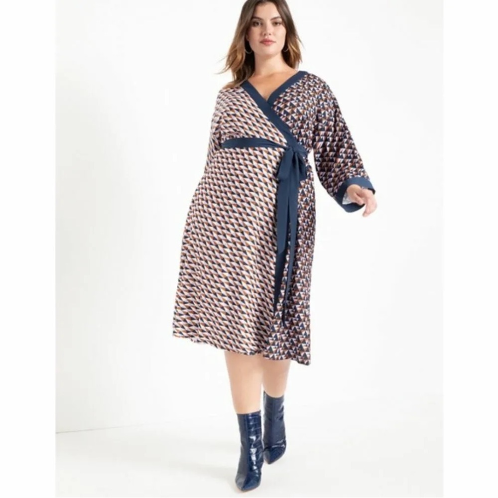 Eloquii Kimono Wrap Geomtetric Prism
